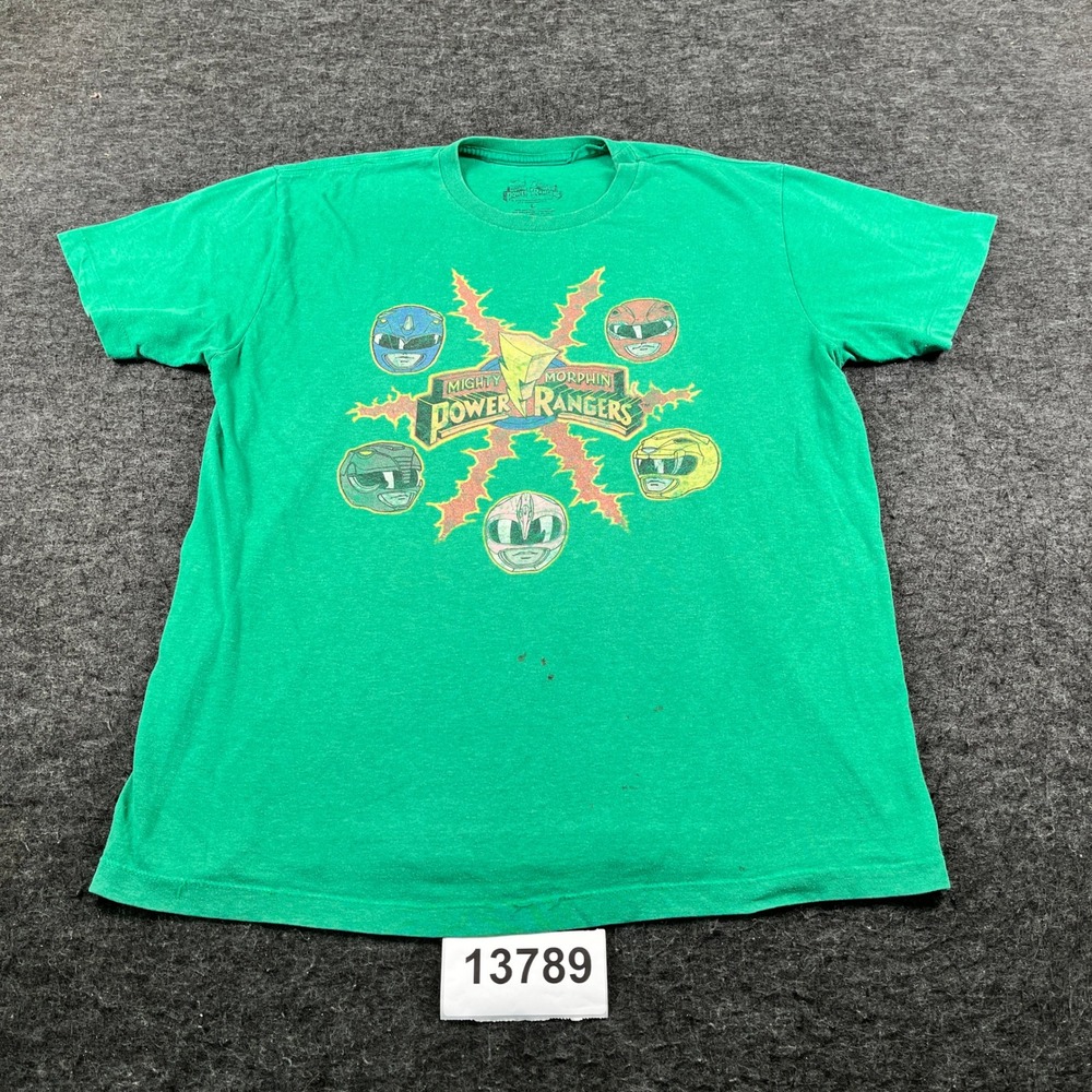 Mad Engine T Shirt Mens Large Green Mighty Morphin Power Rangers Graphic Cotton